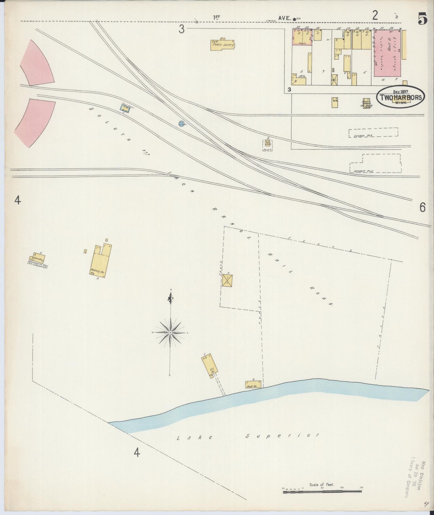 Sanborn Fire Insurance Map from Two Harbors, Lake County, Minnesota (1897), Sheet #0005 - Complete Map Set gallery image, historic Sanborn map, vintage wall art, Minnesota Minnesota