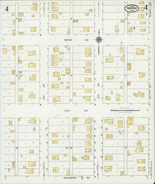 Sanborn Fire Insurance Map from Fairfax, Osage County, Oklahoma (1924), Sheet #0004 - Historic Sanborn Fire Insurance Map Print, vintage old map wall art, antique decor, genealogy gift, Oklahoma Oklahoma map