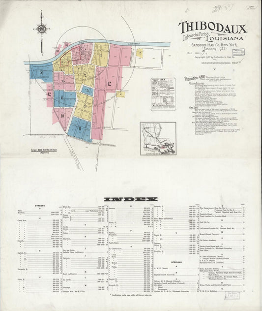 Sanborn Fire Insurance Map from Thibodaux, Lafourche Parish, Louisiana. (1927) – Historic Sanborn Fire Insurance Map Print