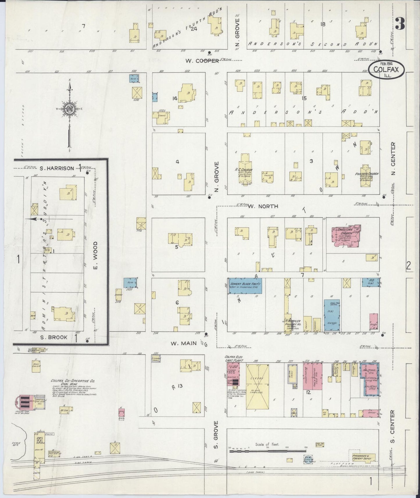 Sanborn Fire Insurance Map from Colfax, McLean County, Illinois (1914), Sheet #0003 - Complete Map Set gallery image, historic Sanborn map, vintage wall art, Illinois Illinois