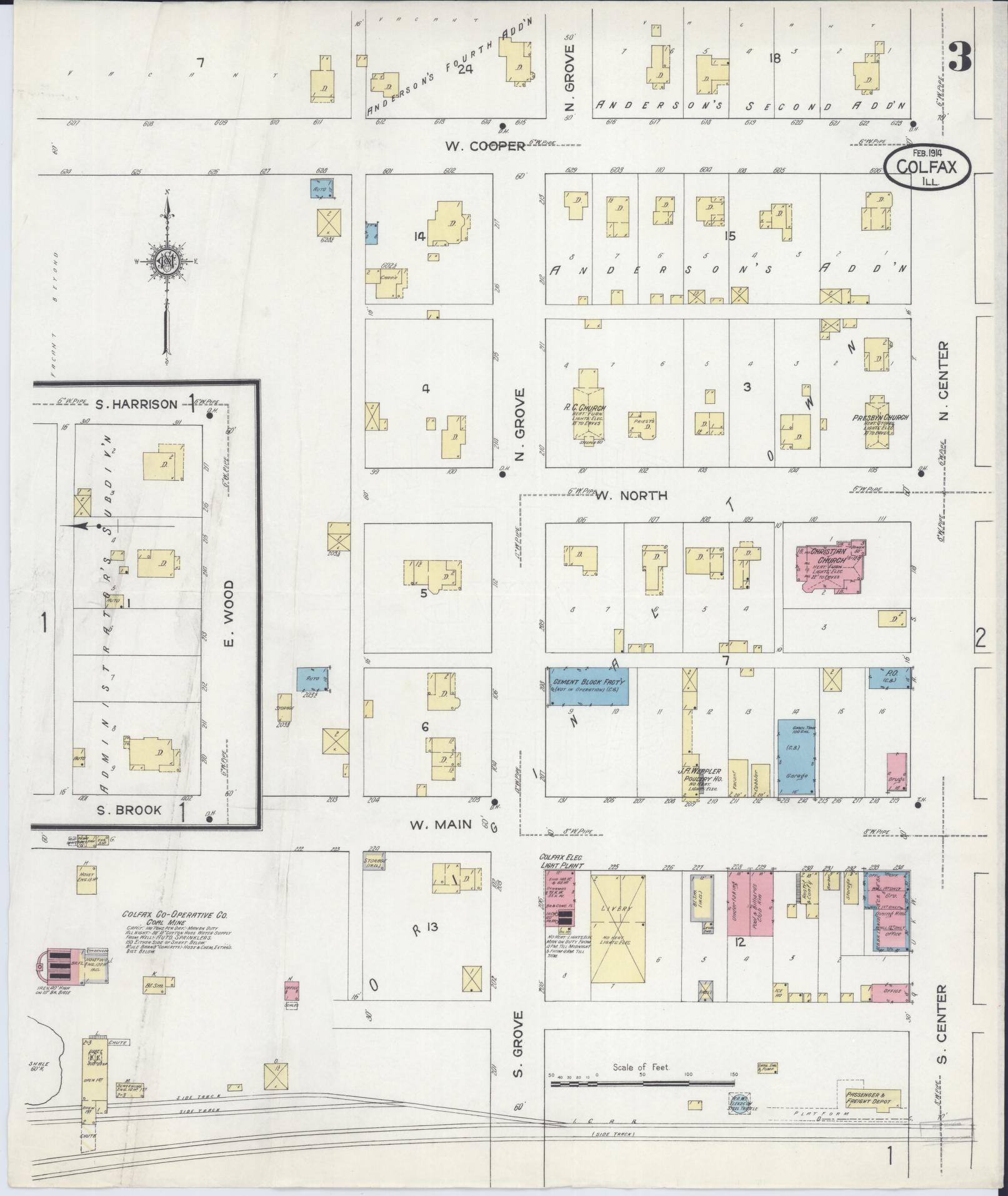 Sanborn Fire Insurance Map from Colfax, McLean County, Illinois (1914), Sheet #0003 - Complete Map Set gallery image, historic Sanborn map, vintage wall art, Illinois Illinois