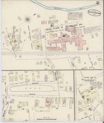Sanborn Fire Insurance Map from Southington, Hartford County, Connecticut (1884), Sheet #0002 - Complete Map Set gallery image, historic Sanborn map, vintage wall art, Connecticut Connecticut