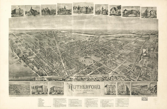 Rutherford, New Jersey 1904. (1904) – Historic Bird’s-Eye View Panorama Print