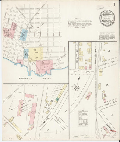 Sanborn Fire Insurance Map from New Castle, New Castle County, Delaware (1885), Sheet #0001 - Complete Map Set gallery image, historic Sanborn map, vintage wall art, Delaware Delaware