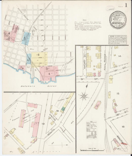 Sanborn Fire Insurance Map from New Castle, New Castle County, Delaware (1885), Sheet #0001 - Complete Map Set gallery image, historic Sanborn map, vintage wall art, Delaware Delaware