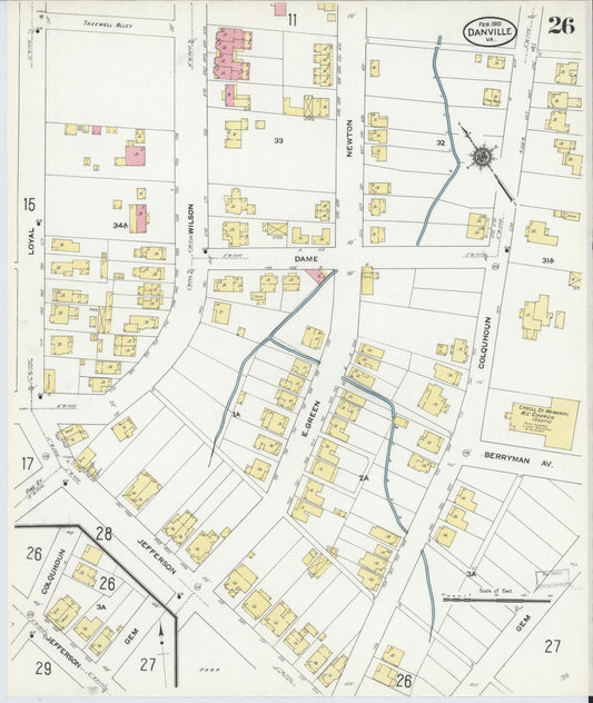 Sanborn Fire Insurance Map from Danville, Independent Cities, Virginia (1910), Sheet #0026 - Historic Sanborn Fire Insurance Map Print, vintage old map wall art, antique decor, genealogy gift, Virginia Virginia map