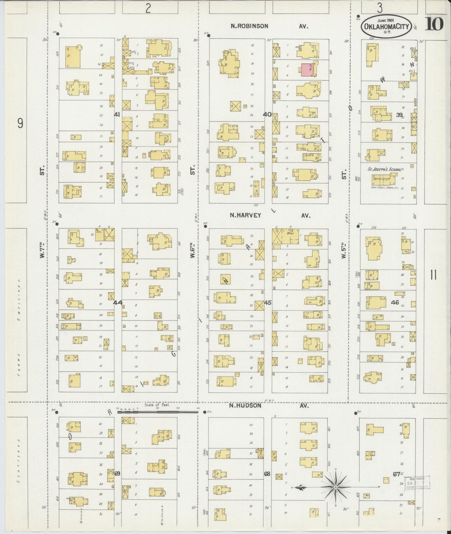 Sanborn Fire Insurance Map from Oklahoma City, Oklahoma County, Oklahoma (1901), Sheet #0010 - Complete Map Set gallery image, historic Sanborn map, vintage wall art, Oklahoma City Oklahoma