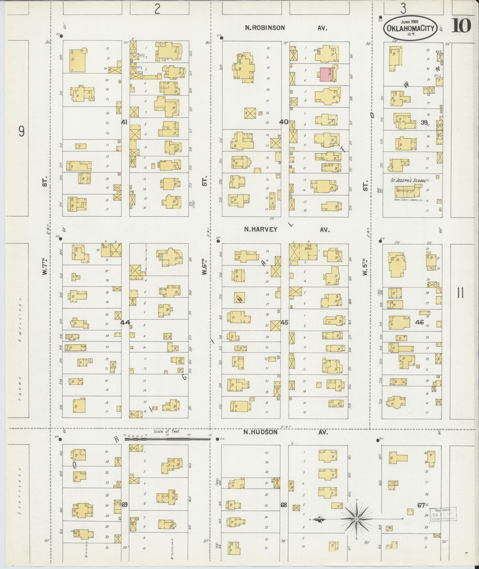 Sanborn Fire Insurance Map from Oklahoma City, Oklahoma County, Oklahoma (1901), Sheet #0010 - Complete Map Set gallery image, historic Sanborn map, vintage wall art, Oklahoma City Oklahoma