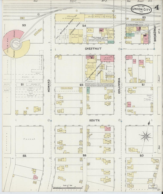 Sanborn Fire Insurance Map from Union City, Randolph County, Indiana (1890), Sheet #0004 - Historic Sanborn Fire Insurance Map Print, vintage old map wall art, antique decor, genealogy gift, Indiana Indiana map