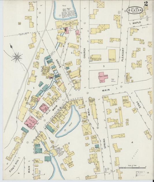 Sanborn Fire Insurance Map from Dexter, Penobscot County, Maine (1894), Sheet #0002 - Historic Sanborn Fire Insurance Map Print, vintage old map wall art, antique decor, genealogy gift, Maine Maine map