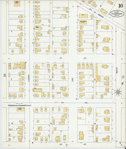 Sanborn Fire Insurance Map from Texarkana, Bowie County, Texas (1900), Sheet #0016 - Complete Map Set gallery image, historic Sanborn map, vintage wall art, Texas Texas