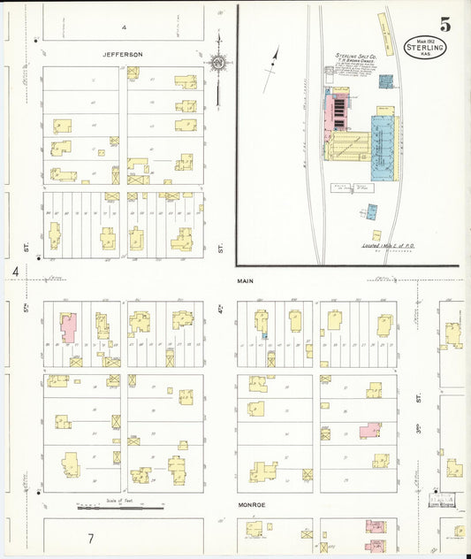 Sanborn Fire Insurance Map from Sterling, Rice County, Kansas (1912), Sheet #0005 - Historic Sanborn Fire Insurance Map Print, vintage old map wall art, antique decor, genealogy gift, Kansas Kansas map