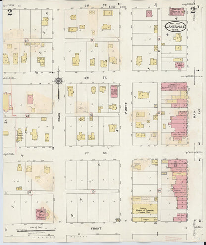Sanborn Fire Insurance Map from Janesville, Waseca County, Minnesota (1937), Sheet #0002 - Historic Sanborn Fire Insurance Map Print, vintage old map wall art, antique decor, genealogy gift, Minnesota Minnesota map