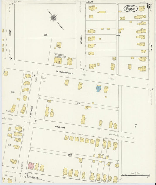Sanborn Fire Insurance Map from Rome, Oneida County, New York (1909), Sheet #0006 - Historic Sanborn Fire Insurance Map Print, vintage old map wall art, antique decor, genealogy gift, New York New York map