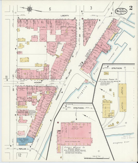 Sanborn Fire Insurance Map from Warren, Warren County, Pennsylvania (1912), Sheet #0002 - Historic Sanborn Fire Insurance Map Print, vintage old map wall art, antique decor, genealogy gift, Pennsylvania Pennsylvania map