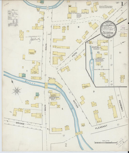 Sanborn Fire Insurance Map from Colebrook, Coos County, New Hampshire (1893), Sheet #0001 - Complete Map Set gallery image, historic Sanborn map, vintage wall art, New Hampshire New Hampshire