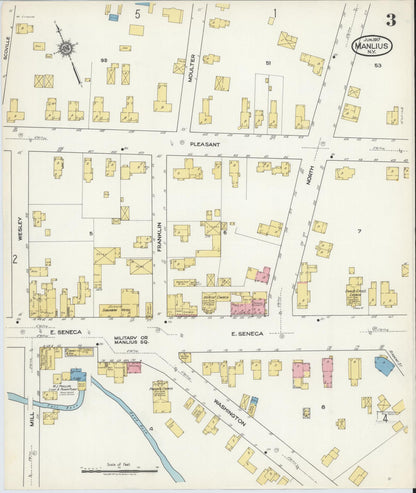 Sanborn Fire Insurance Map from Manlius, Onondaga County, New York (1917), Sheet #0003 - Complete Map Set gallery image, historic Sanborn map, vintage wall art, New York New York