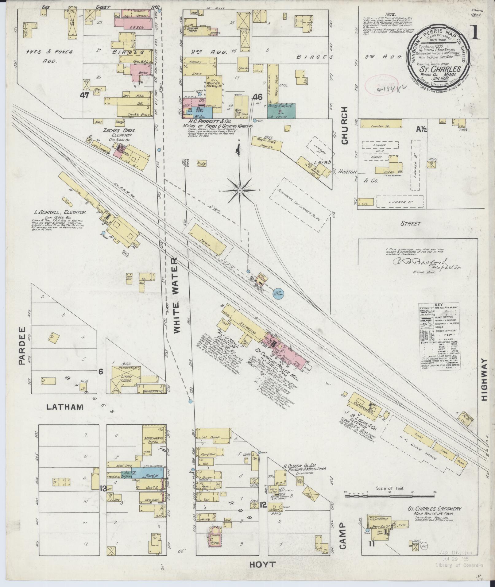 Sanborn Fire Insurance Map from Saint Charles, Winona County, Minnesota (1892), Sheet #0001 - Complete Map Set gallery image, historic Sanborn map, vintage wall art, Minnesota Minnesota