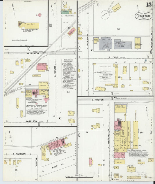 Sanborn Fire Insurance Map from Circleville, Pickaway County, Ohio (1899), Sheet #0013 - Historic Sanborn Fire Insurance Map Print, vintage old map wall art, antique decor, genealogy gift, Ohio Ohio map