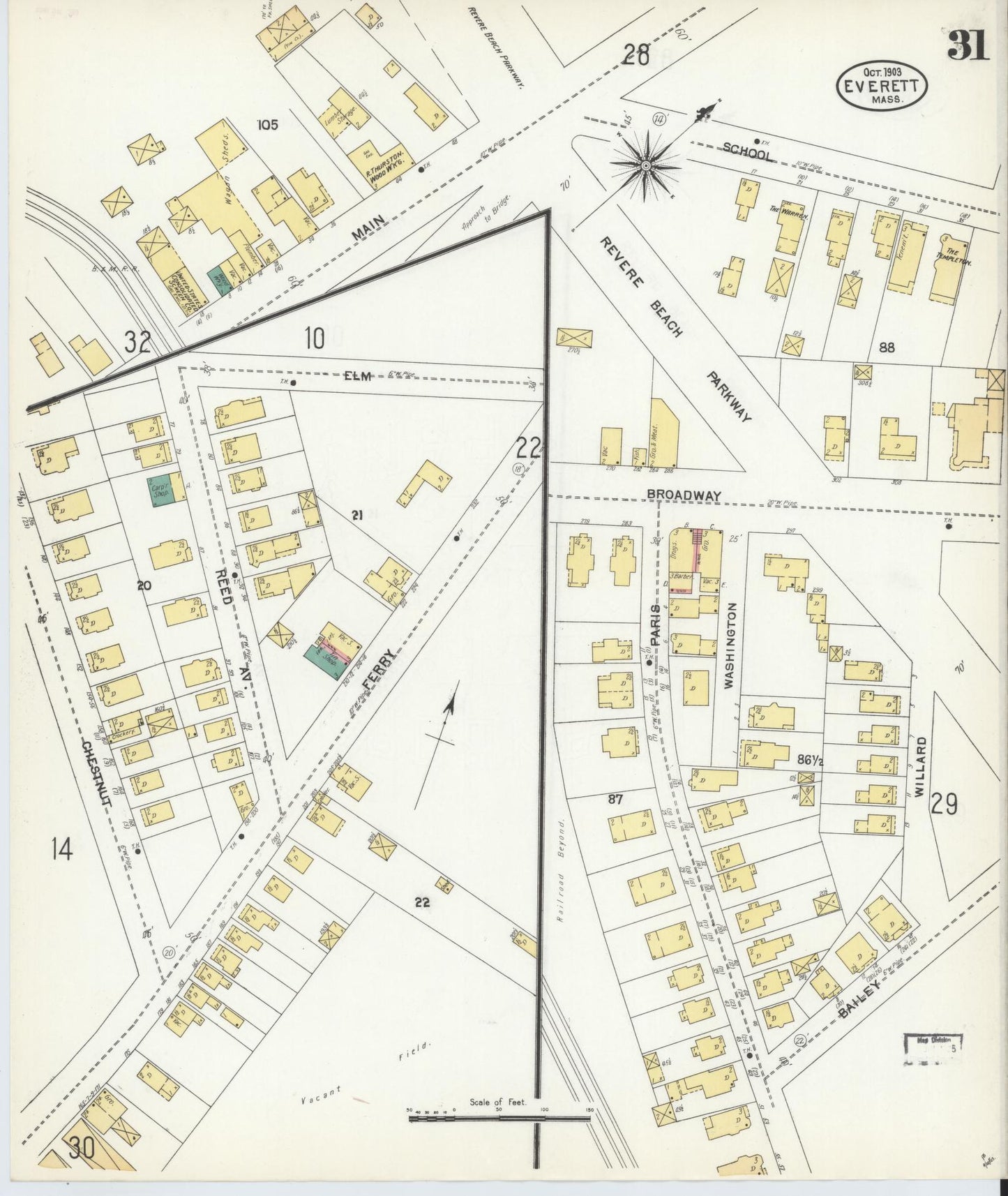Sanborn Fire Insurance Map from Everett, Middlesex County, Massachusetts (1903), Sheet #0031 - Complete Map Set gallery image, historic Sanborn map, vintage wall art, Massachusetts Massachusetts
