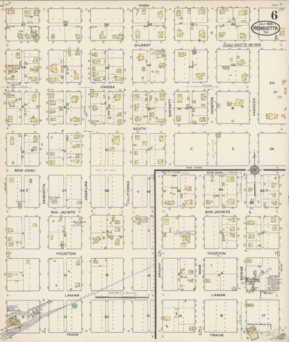 Sanborn Fire Insurance Map from Henrietta, Clay County, Texas (1922), Sheet #0006 - Complete Map Set gallery image, historic Sanborn map, vintage wall art, Texas Texas