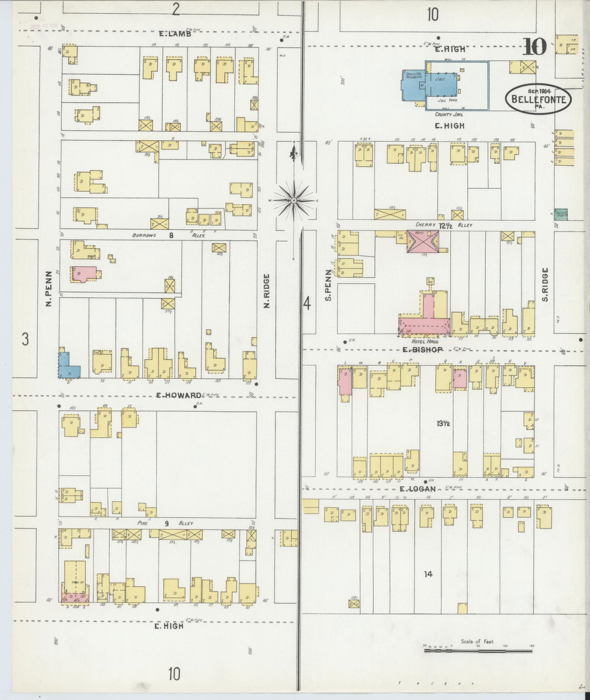 Sanborn Fire Insurance Map from Bellefonte, Centre County, Pennsylvania (1904), Sheet #0010 - Complete Map Set gallery image, historic Sanborn map, vintage wall art, Pennsylvania Pennsylvania