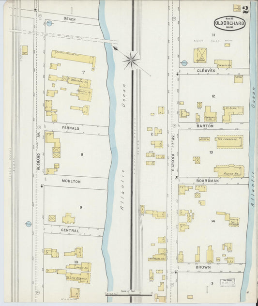 Sanborn Fire Insurance Map from Old Orchard, York County, Maine (1895), Sheet #0002 - Historic Sanborn Fire Insurance Map Print, vintage old map wall art, antique decor, genealogy gift, Maine Maine map