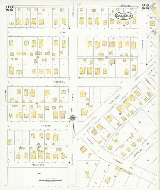 Sanborn Fire Insurance Map from Goose Creek, Harris County, Texas (1931), Sheet #0022 - Historic Sanborn Fire Insurance Map Print, vintage old map wall art, antique decor, genealogy gift, Texas Texas map