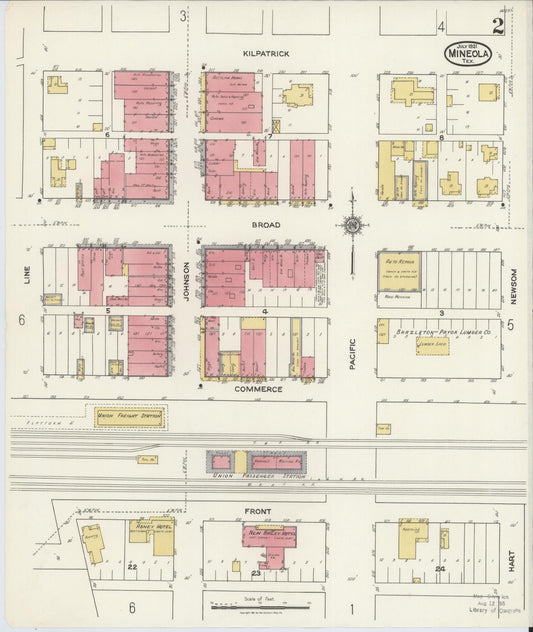 Sanborn Fire Insurance Map from Mineola, Wood County, Texas (1921), Sheet #0002 - Historic Sanborn Fire Insurance Map Print, vintage old map wall art, antique decor, genealogy gift, Texas Texas map