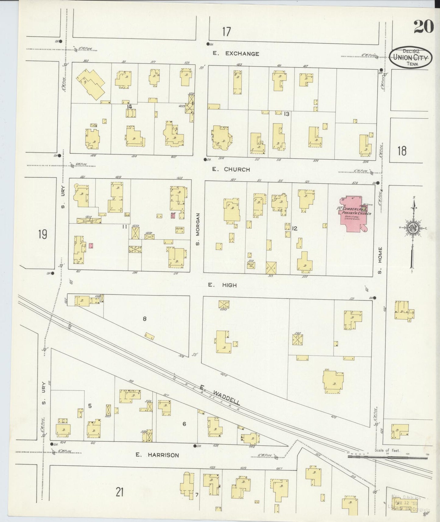Sanborn Fire Insurance Map from Union City, Obion County, Tennessee (1912), Sheet #0020 - Complete Map Set gallery image, historic Sanborn map, vintage wall art, Tennessee Tennessee