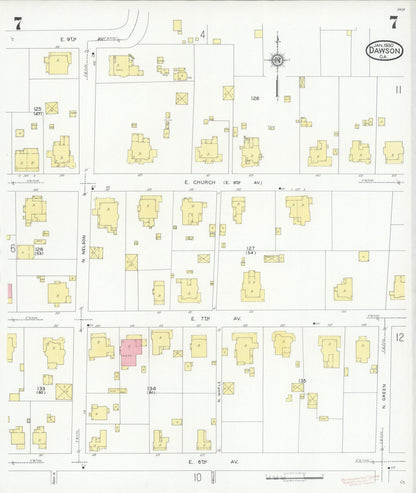 Sanborn Fire Insurance Map from Dawson, Terrell County, Georgia (1930), Sheet #0007 - Complete Map Set gallery image, historic Sanborn map, vintage wall art, Georgia Georgia