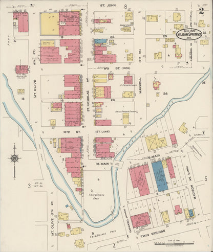 Sanborn Fire Insurance Map from Siloam Springs, Benton County, Arkansas (1922), Sheet #0002 - Complete Map Set gallery image, historic Sanborn map, vintage wall art, Arkansas Arkansas