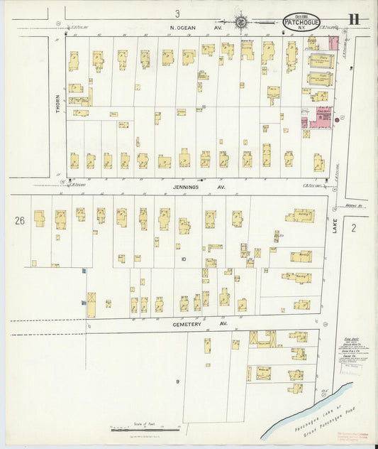 Sanborn Fire Insurance Map from Patchogue, Suffolk County, New York (1916), Sheet #0011 - Historic Sanborn Fire Insurance Map Print, vintage old map wall art, antique decor, genealogy gift, New York New York map
