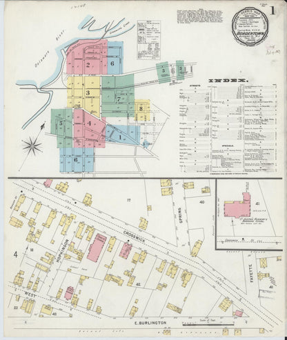 Sanborn Fire Insurance Map from Bordentown, Burlington County, New Jersey (1897), Sheet #0001 - Complete Map Set gallery image, historic Sanborn map, vintage wall art, New Jersey New Jersey