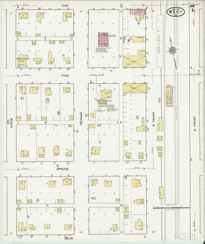 Sanborn Fire Insurance Map from West, McLennan County, Texas (1921), Sheet #0007 - Complete Map Set gallery image, historic Sanborn map, vintage wall art, Texas Texas
