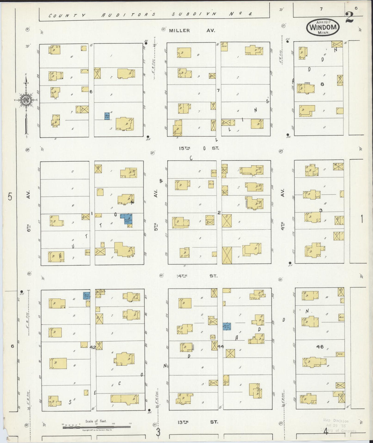 Sanborn Fire Insurance Map from Windom, Cottonwood County, Minnesota (1917), Sheet #0002 - Historic Sanborn Fire Insurance Map Print, vintage old map wall art, antique decor, genealogy gift, Minnesota Minnesota map