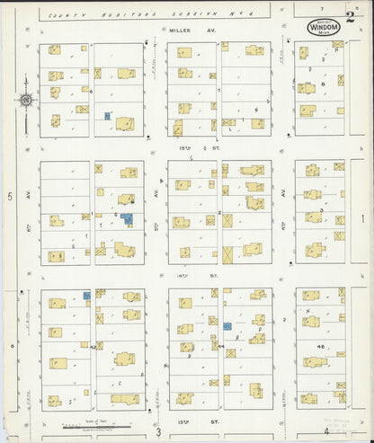 Sanborn Fire Insurance Map from Windom, Cottonwood County, Minnesota (1917), Sheet #0002 - Historic Sanborn Fire Insurance Map Print, vintage old map wall art, antique decor, genealogy gift, Minnesota Minnesota map