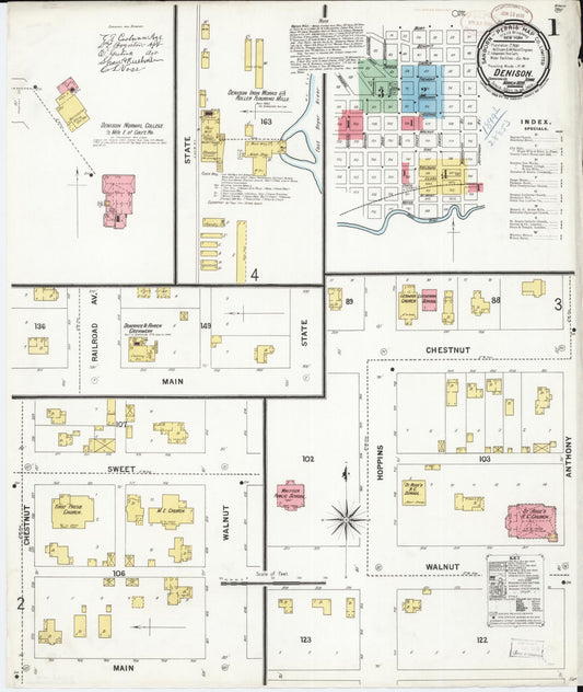 Sanborn Fire Insurance Map from Denison, Crawford County, Iowa (1899), Sheet #0001 - Historic Sanborn Fire Insurance Map Print