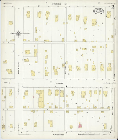 Sanborn Fire Insurance Map from Abilene, Dickinson County, Kansas (1912), Sheet #0002 - Complete Map Set gallery image, historic Sanborn map, vintage wall art, Kansas Kansas