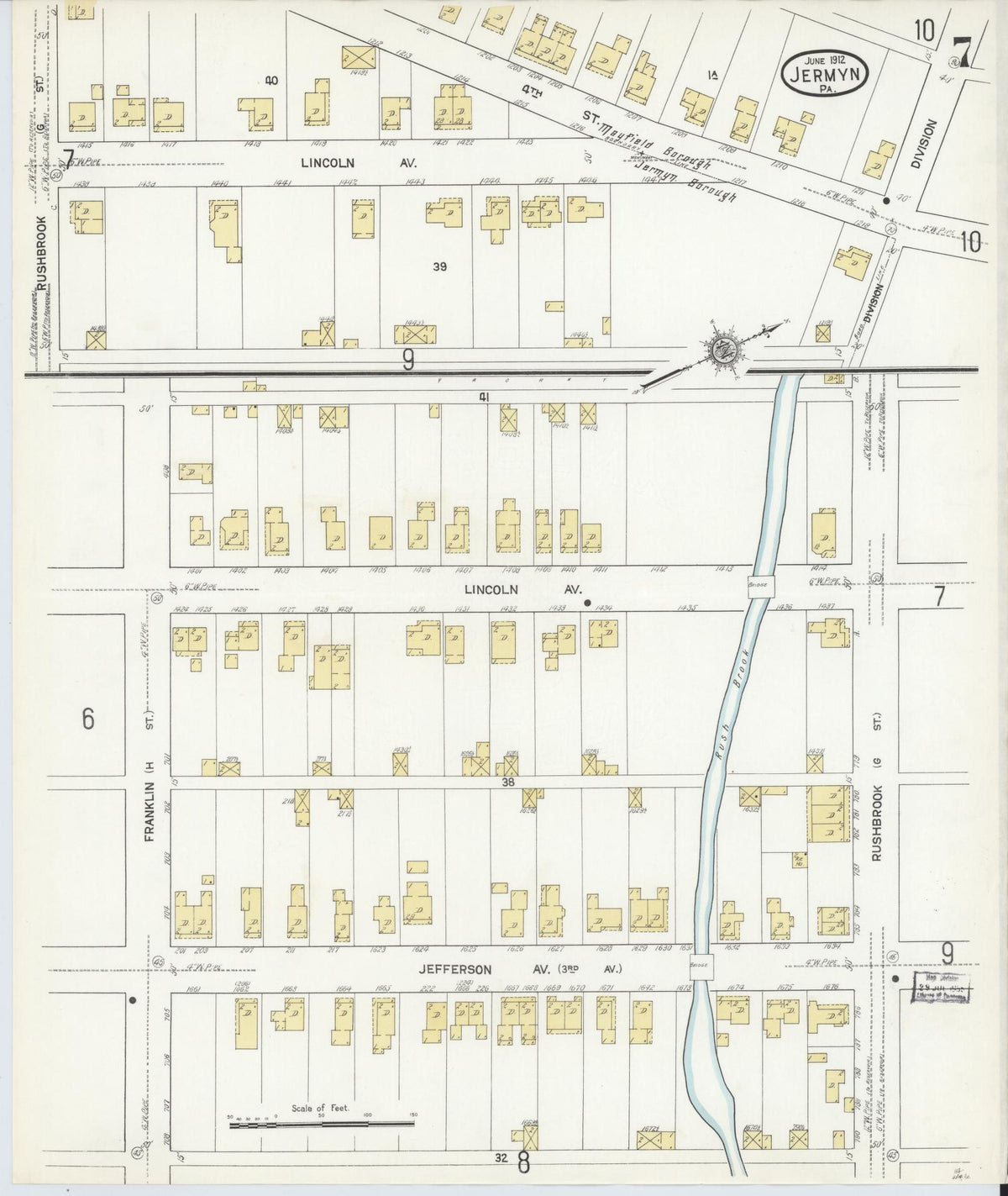 Sanborn Fire Insurance Map from Jermyn, Lackawanna County, Pennsylvania (1912), Sheet #0007 - Complete Map Set gallery image, historic Sanborn map, vintage wall art, Pennsylvania Pennsylvania