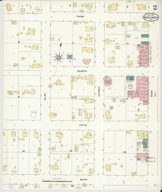 Sanborn Fire Insurance Map from New London, Ralls County, Missouri (1909), Sheet #0002 - Historic Sanborn Fire Insurance Map Print, vintage old map wall art, antique decor, genealogy gift, Missouri Missouri map