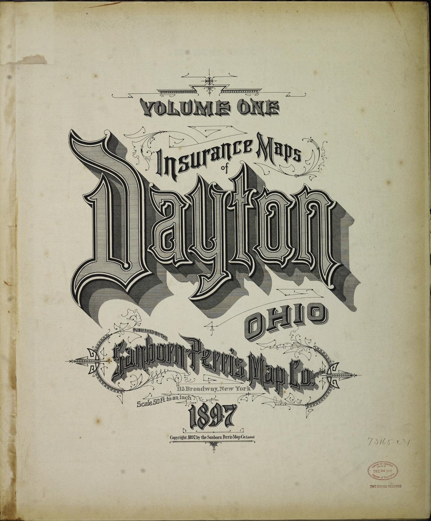 Sanborn Fire Insurance Map from Dayton, Montgomery County, Ohio (1897), Sheet #0001 - Historic Sanborn Fire Insurance Map Print, vintage old map wall art, antique decor, genealogy gift, Ohio Ohio map