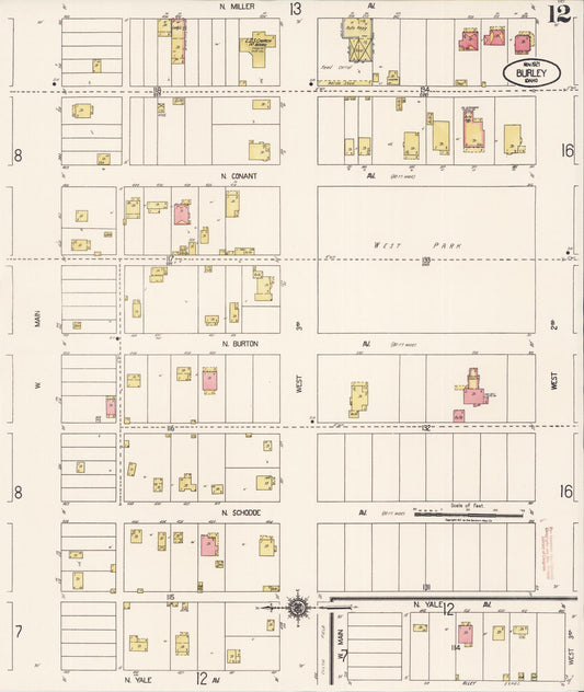 Sanborn Fire Insurance Map from Burley, Cassia County, Idaho (1921), Sheet #0012 - Historic Sanborn Fire Insurance Map Print, vintage old map wall art, antique decor, genealogy gift, Idaho Idaho map
