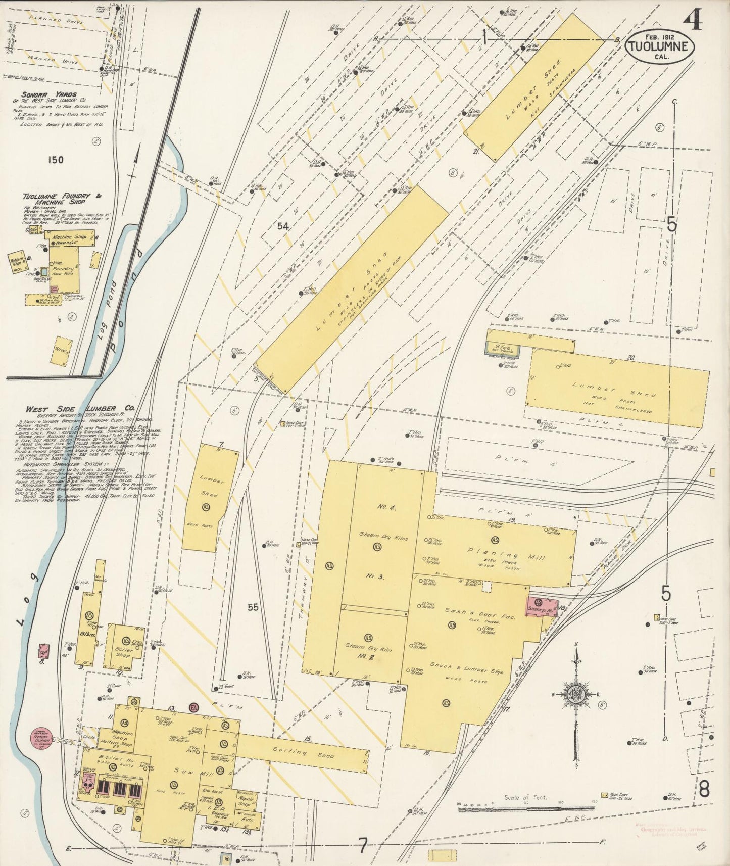 Sanborn Fire Insurance Map from Tuolumne, Tuolumne County, California (1912), Sheet #0004 - Complete Map Set gallery image, historic Sanborn map, vintage wall art, California California