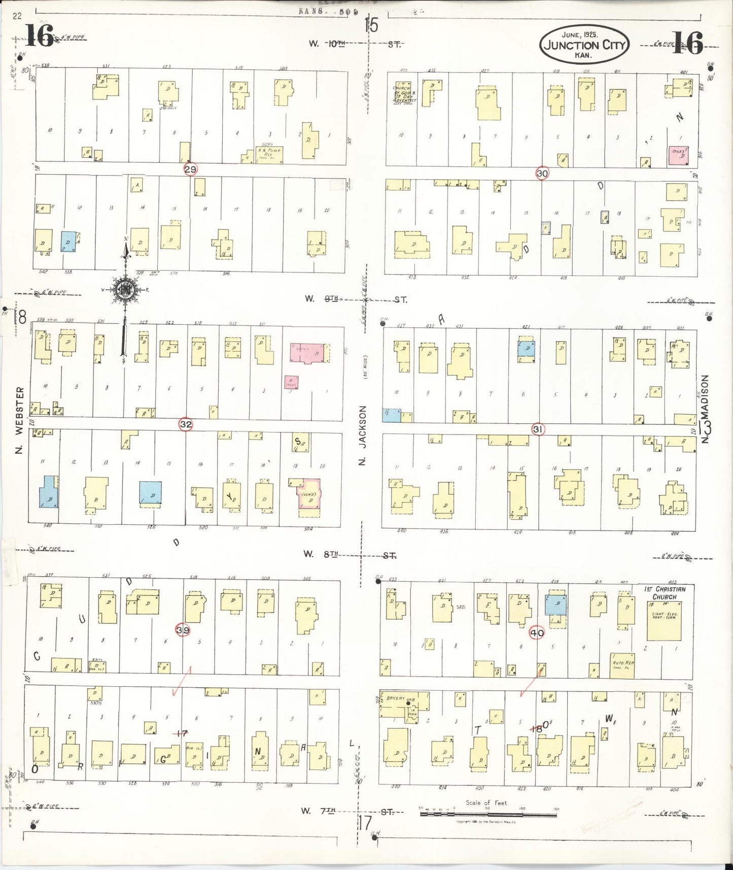 Sanborn Fire Insurance Map from Junction City, Geary County, Kansas (1947), Sheet #0016 - Historic Sanborn Fire Insurance Map Print, vintage old map wall art, antique decor, genealogy gift, Kansas Kansas map