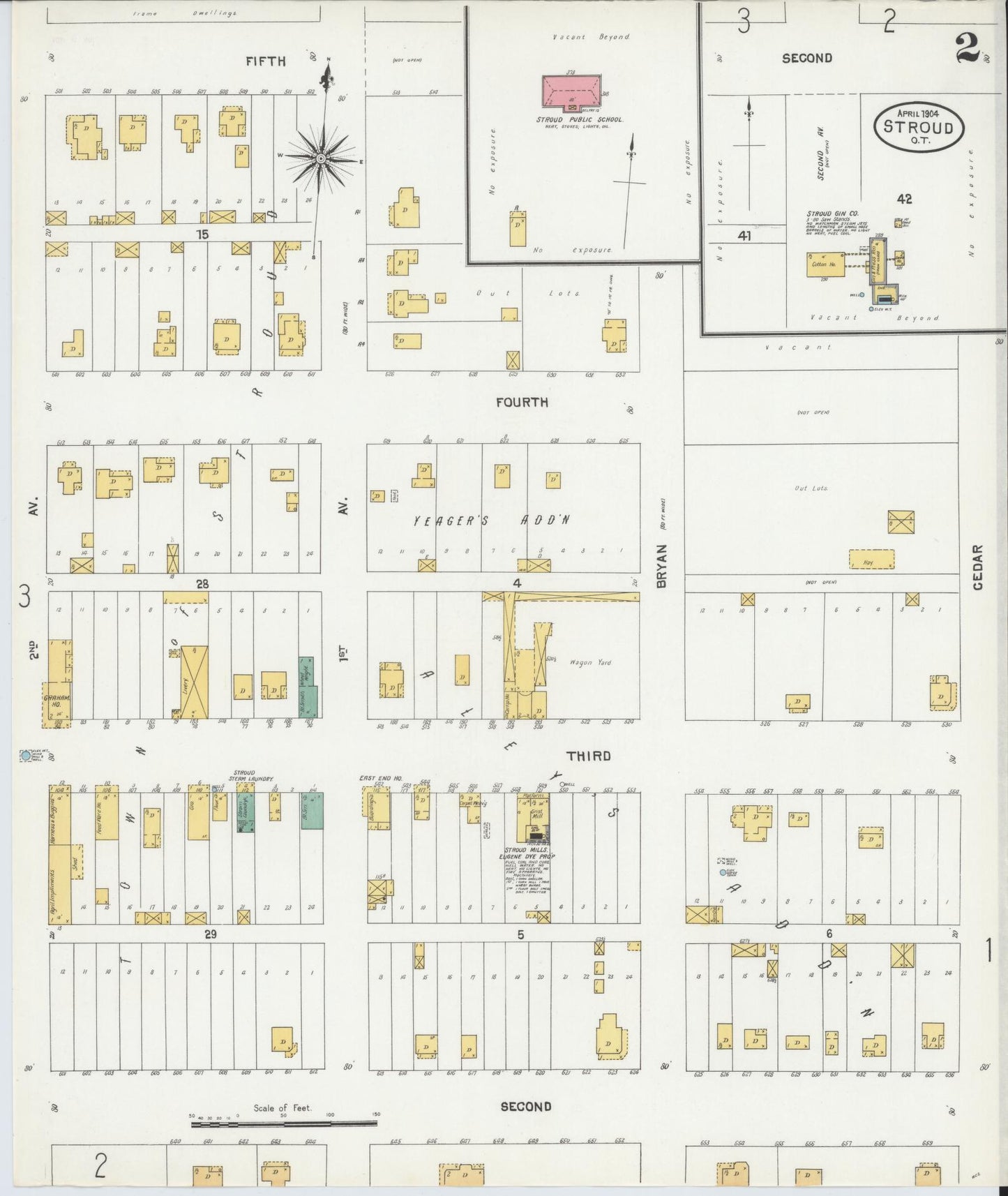 Sanborn Fire Insurance Map from Stroud, Lincoln County, Oklahoma (1904), Sheet #0002 - Complete Map Set gallery image, historic Sanborn map, vintage wall art, Oklahoma Oklahoma