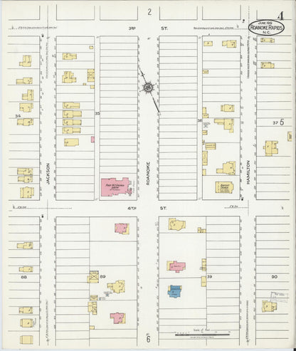 Sanborn Fire Insurance Map from Roanoke Rapids, Halifax County, North Carolina (1919), Sheet #0004 - Complete Map Set gallery image, historic Sanborn map, vintage wall art, North Carolina North Carolina