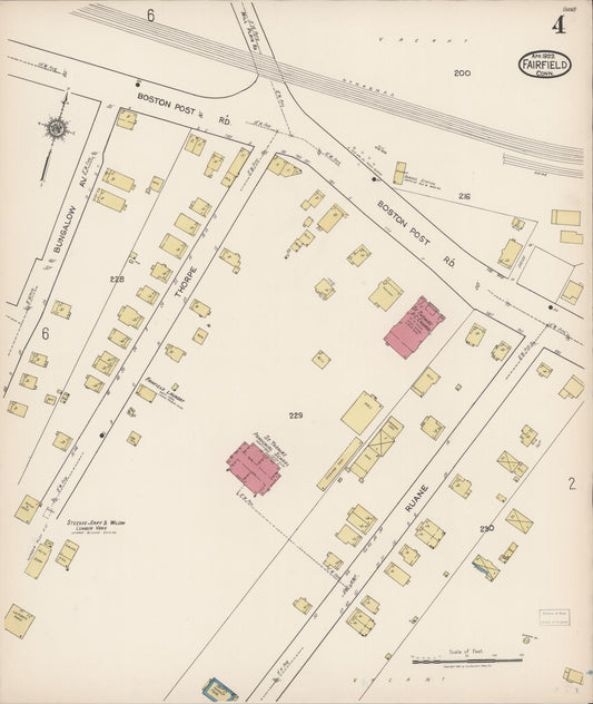 Sanborn Fire Insurance Map from Fairfield, Fairfield County, Connecticut (1922), Sheet #0004 - Historic Sanborn Fire Insurance Map Print, vintage old map wall art, antique decor, genealogy gift, Connecticut Connecticut map