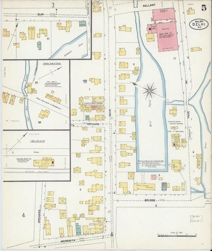 Sanborn Fire Insurance Map from Delhi, Delaware County, New York (1903), Sheet #0005 - Complete Map Set gallery image, historic Sanborn map, vintage wall art, New York New York