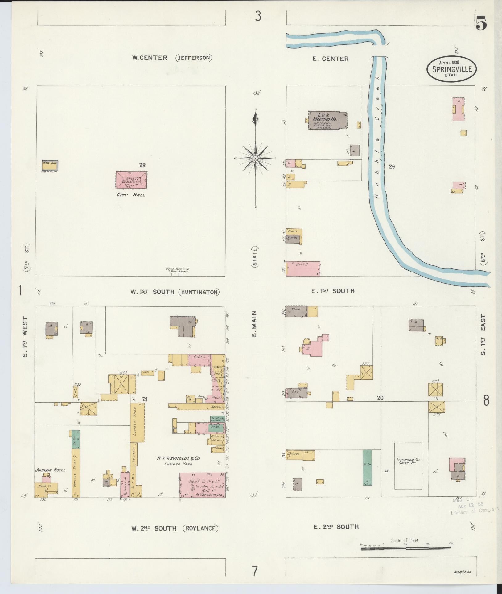 Sanborn Fire Insurance Map from Springville, Utah County, Utah (1908), Sheet #0005 - Complete Map Set gallery image, historic Sanborn map, vintage wall art, Springville Utah